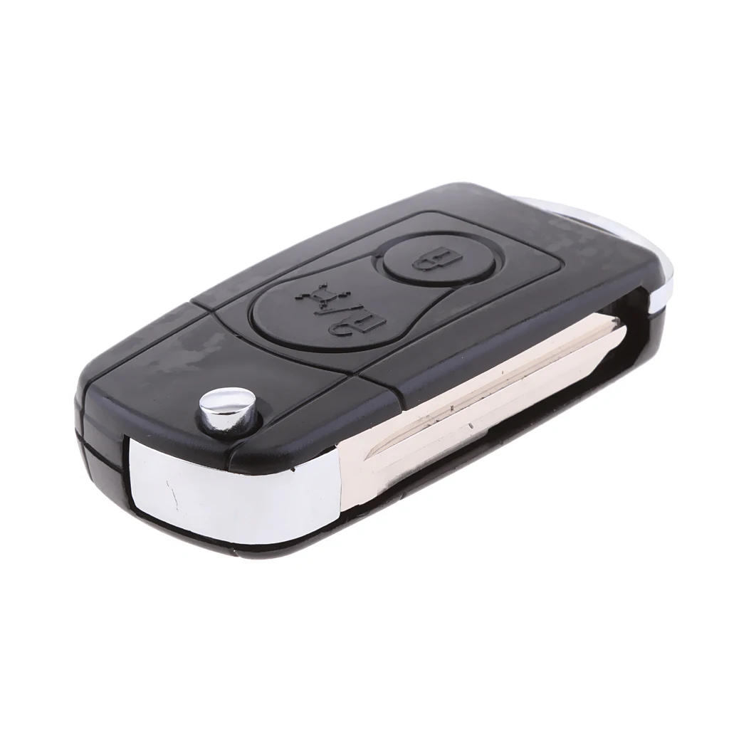 Car Keyless Entry Key Fob Case Shell Flip Folding Smart Remote Key Case Fits for Ssangyong Actyon Rexton, 2-Button Black