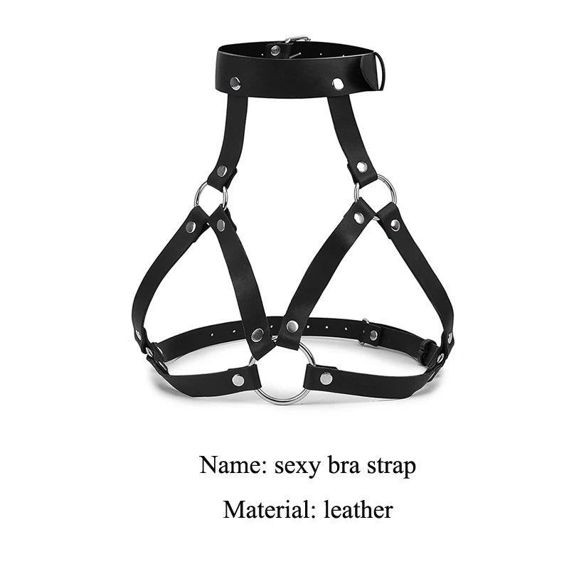 Sexy Bondage Leather Harness Women Goth Bra Chest Waist Straps Fashion Body Harness Belt With Mask Rave Wear Suspenders