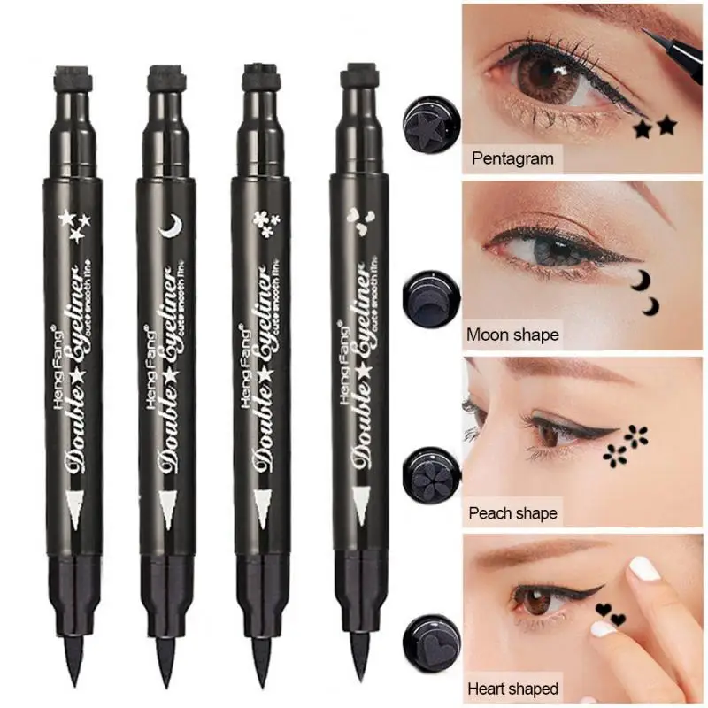 4 Styles Black Liquid Eyeliner Pencil Waterproof Double Head Stamp