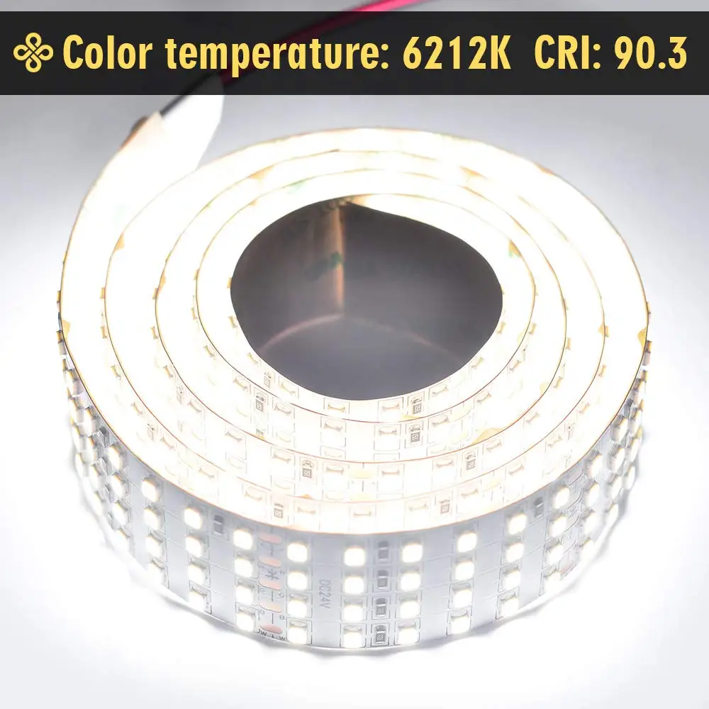 2835 белый высокий CRI 90 светодиодные полосы света-яркий цвет в четыре ряда гибкая лента со светодиодными лампочками 24 V-IP20-3, 530 лм/м для Светодиодный JK822