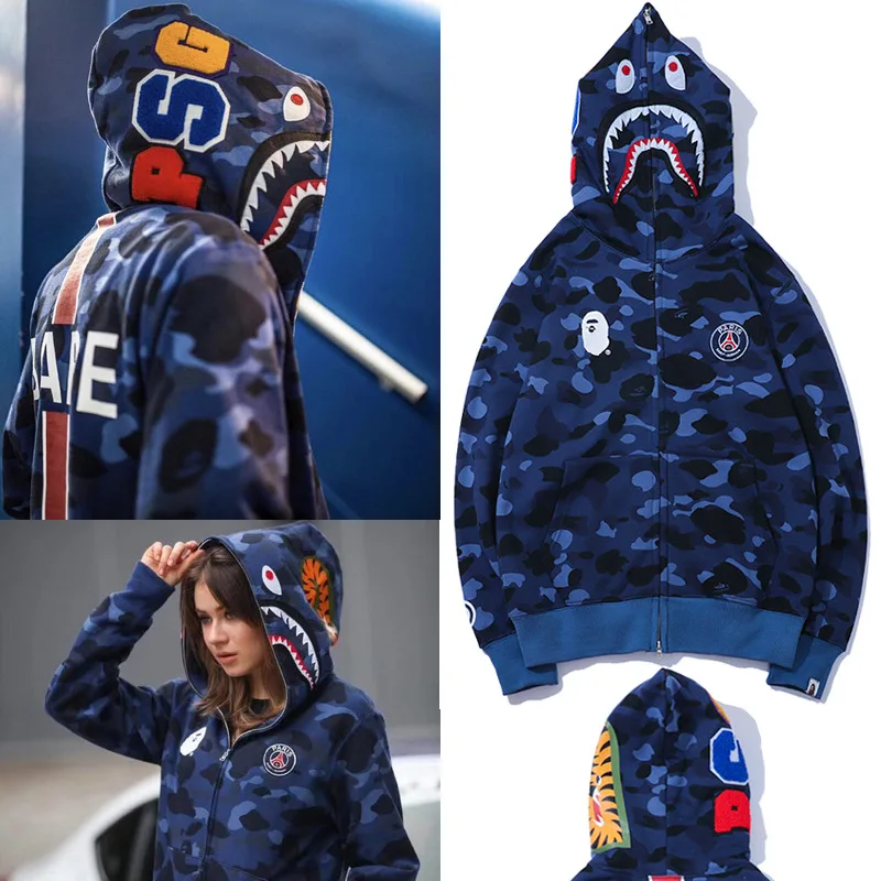 Bape Японская уличная одежда толстовка мужская и женская куртка камуфляжная синяя