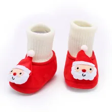 Рождественская обувь для новорожденных девочек и мальчиков; мягкая теплая обувь для новорожденных; обувь для малышей с героями мультфильмов; ботиночки для маленьких девочек; коллекция года; обувь для первых шагов
