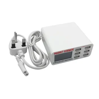 

30W 6A Zes Poorten USB Fast Charger Station Muur Thuis Adapter Auto Detecteren met Lcd-scherm Desktop Smart lader