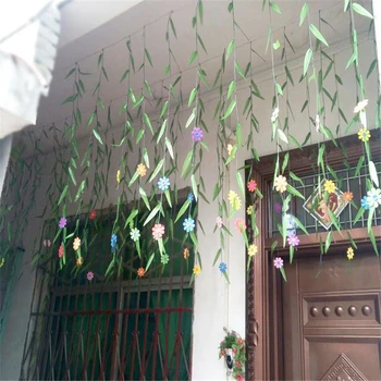 

2020 New Vivid Vine Leaf Artificial Rattan Fake Willow Leaves Decoration Wedding Party Home Garden Decor