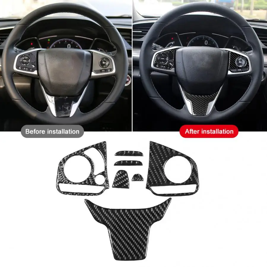Carbon Fiber Lenkrad Taste Schalter Panel Trim Abdeckung Passt fur Honda Civic 10th FC/FK 2016 2017 2018 2019 | Автомобили и