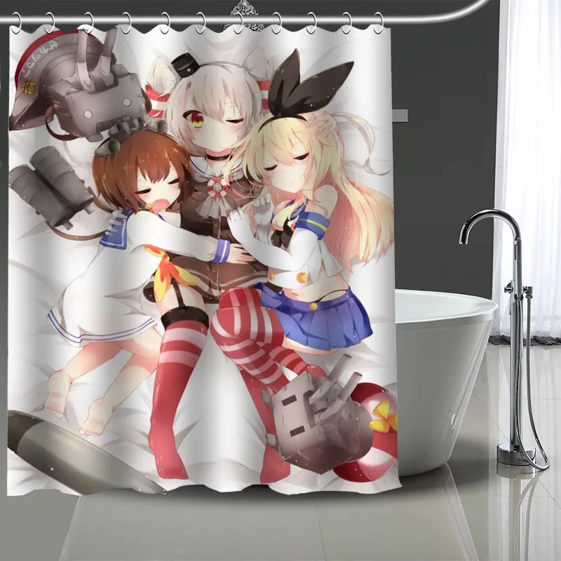 ShunQian Shimakaze аниме девушка занавеска для душа полиэстер ткань для Ванной Экраны занавески s для ванной комнаты 3D Водонепроницаемый Ванна занавеска крючок - Цвет: 12