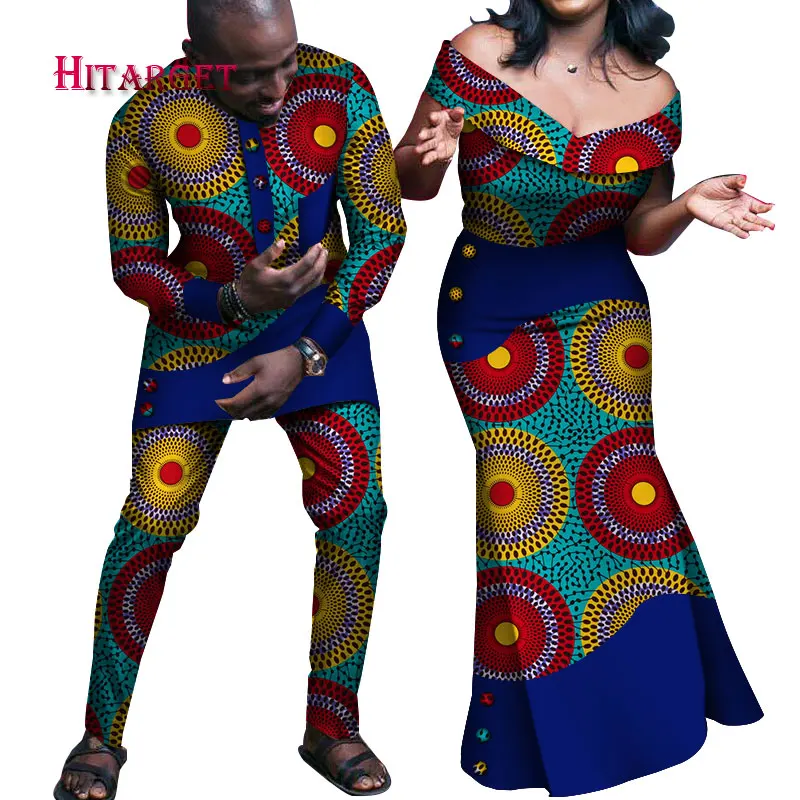 Африканская одежда для пар, африканские платья для пар, индивидуальная восковая хлопковая африканская одежда для пар, африканская одежда для пар, WYQ237