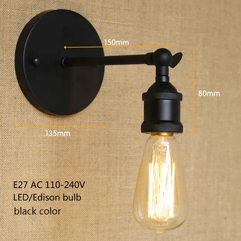 

Modern Loft Industrial Wall Lamp E27 LED Bulb Light Metal Rust Wall Lamp for Living Room Bedroom Restaurant Coffee Kitchen Iron
