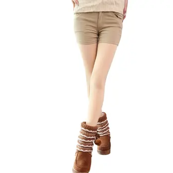 

Female Elastic Leggings Plus Velvet Women Spring Autumn And Winter Warm Leggings Thickening Solid Color Trousers Slim-cut Bottom