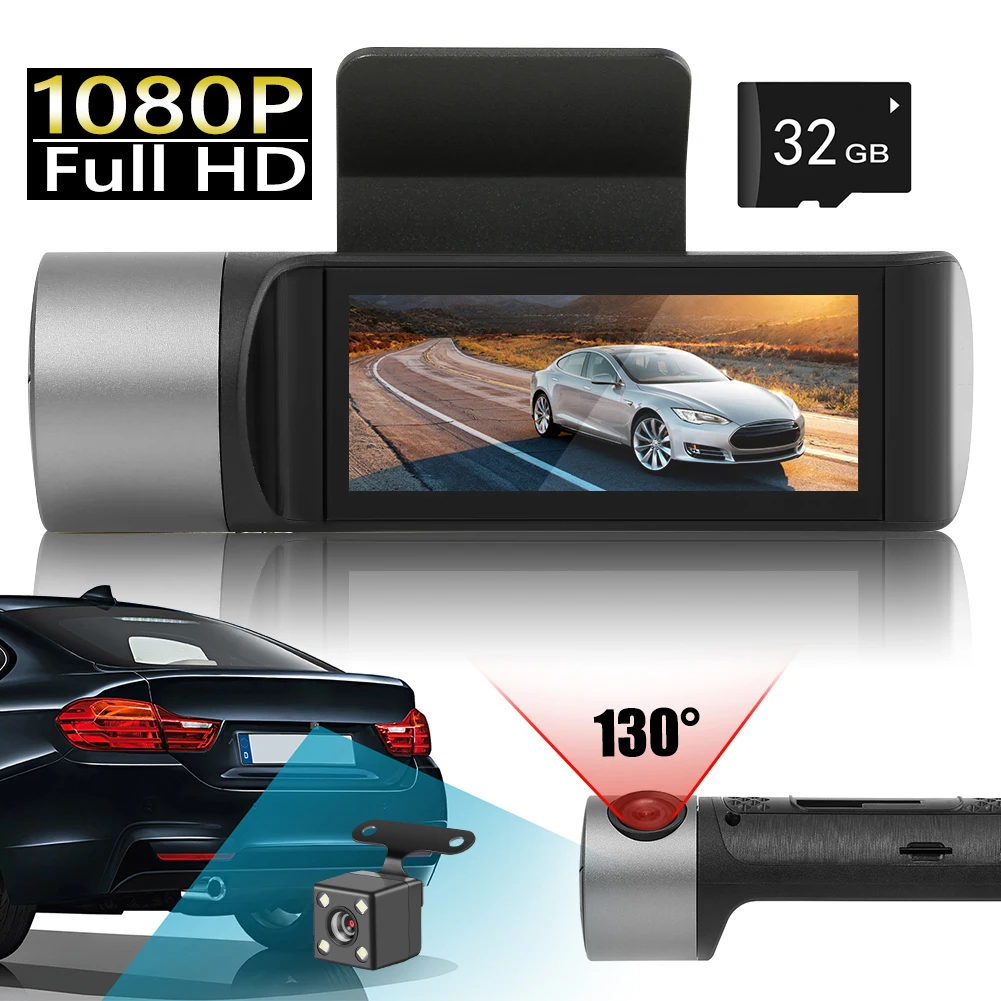 1080P HD Dashcam H18 Full 130 градусов Автомобильный видеорегистратор с камерой заднего вида