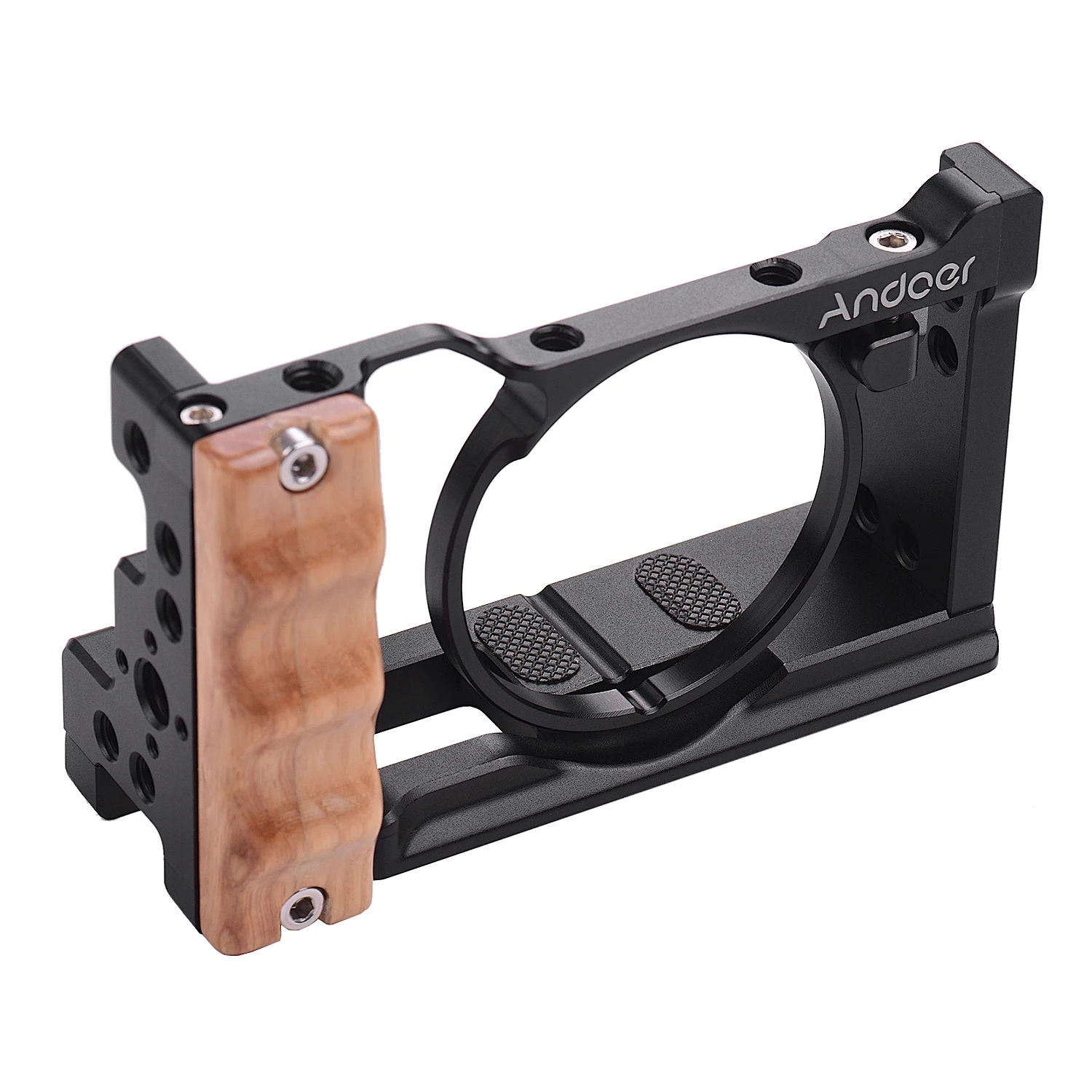 Andoer металлическая алюминиевая клетка для камеры для sony RX100 VI/VII с креплением для холодного башмака 1/4 винта деревянная рукоятка для съемки