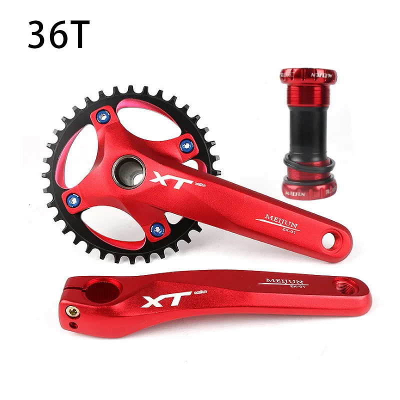 Red 36T MEIJUN MTB велосипед горный велосипед цепь 34 T-38 T W/Нижний Кронштейн Cranks набор - Цвет: Red 36T