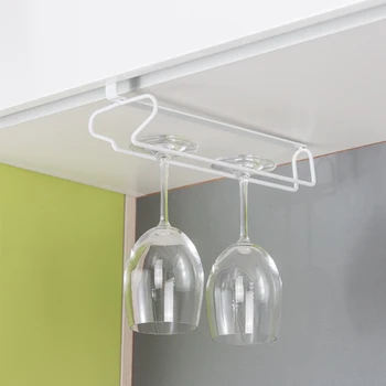 

Hanger Japanese Style Shelf White Wine Glass Holder Stemware Rack Kitchen No Drilling Bar Novelty Under Cabinet Iron Portable