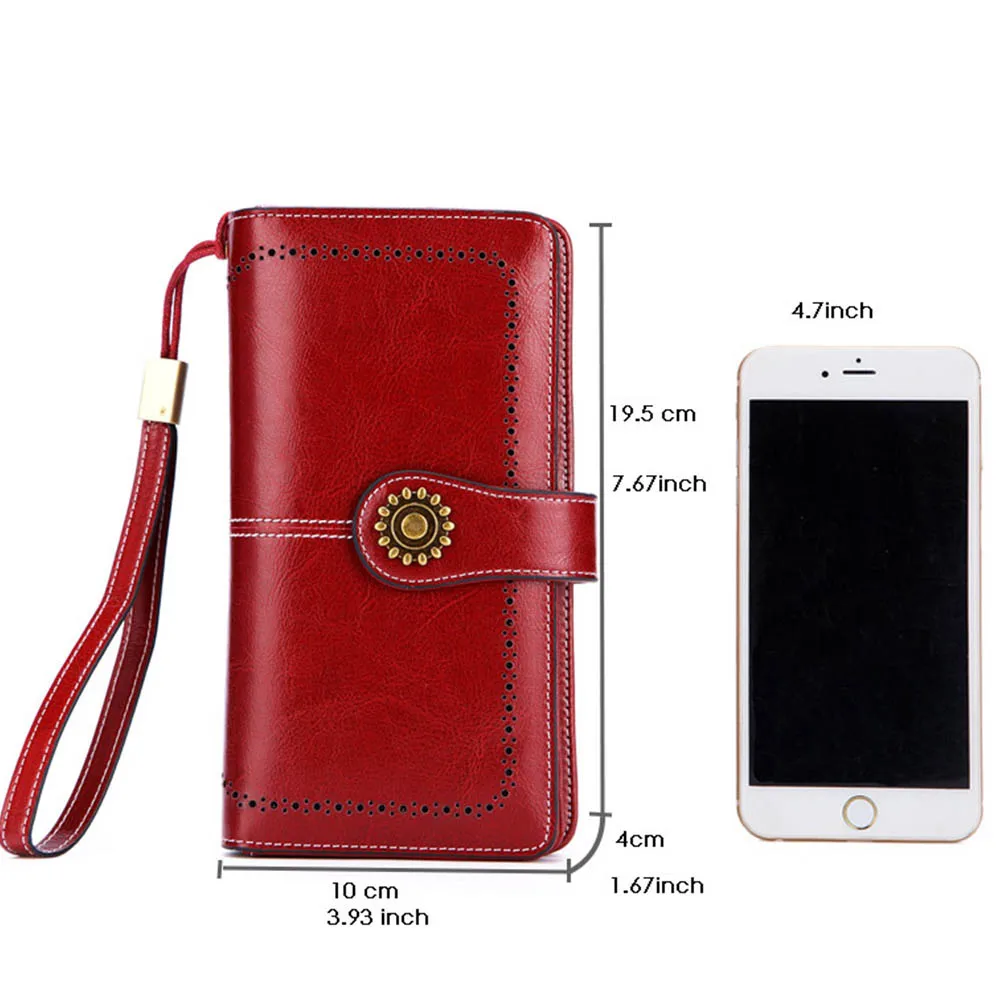 2022 Leather Women Wallets Name Engraving Genuine Leather Female Wallets Large High Quality Fashion Photo Holder Women Purse 3