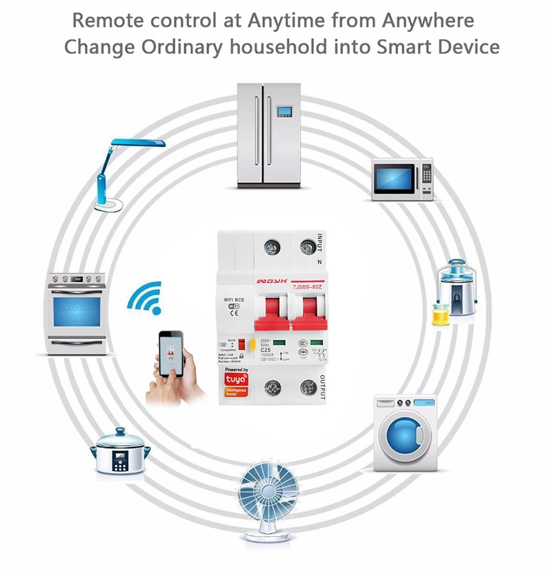 Smart Life(tuya) app 2p WiFi Smart Circuit Breaker overload short circuit protection with  Alexa google home for Smart Home