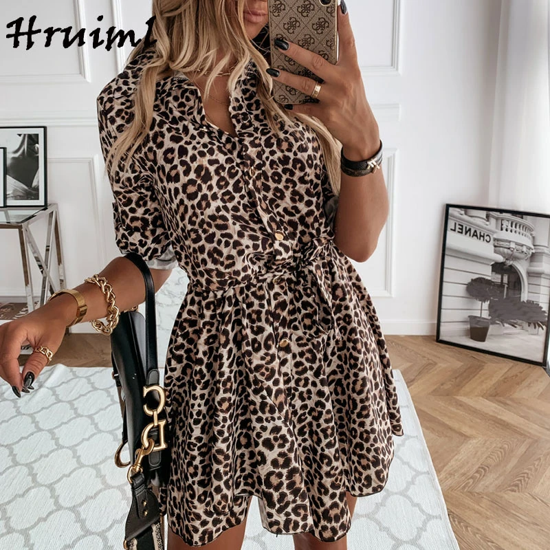 leopard collar dress