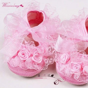 

Baby Girls Shoes Lace Flower Toddler Infants Prewalker Kid Princess First walker Size 1 2 3