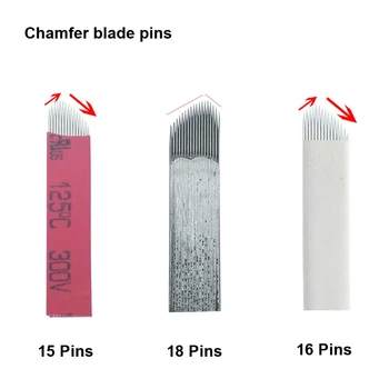 

Microblading 100pcs Chamfer blade 15/16/18 Pin Permanent Makeup Eyebrow Tattoo Blade Needles For 3D Embroidery Manual Tattoo Pen