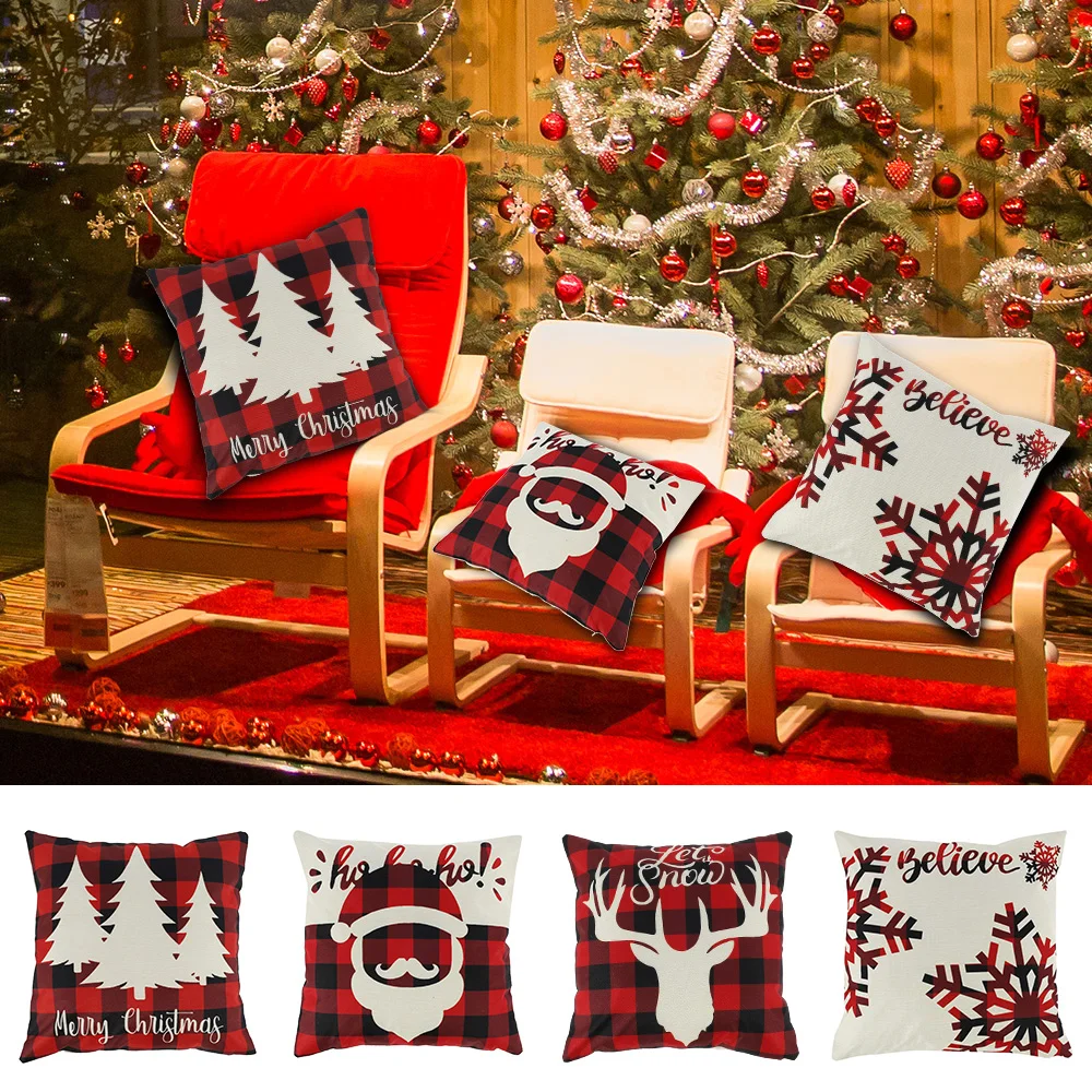 

4Pcs Merry Christmas Pillow Case Home Xmas Decor Cushion Cover Pillowcase 2021 Christmas Decorations Xmas Gift Navided Ornament
