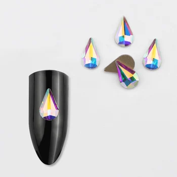 

10Pcs Super Glitter Crystal AB Rhinestone Water Drop Glass Chameleon SS40 Nail For Charms 3D Nails Art Decorations Strass Stone