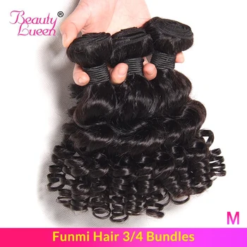 

Brazilian Hair Weave Bouncy Curly Weave Funmi Human Hair Bundles Extensions 3/4 Bundles Short Bob Non-Remy Hair Beauty Lueen