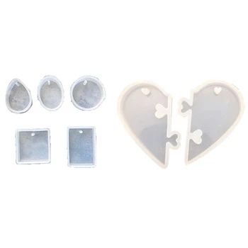 

5Pcs Water Drop Silicone Mold for Forms Crystal Diamond & 1PC Love Locks for Lovers Pendant Liquid Silicone Mold