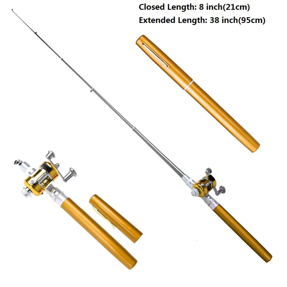 Mini Portable Pocket Fish Pen Aluminum Alloy Fishing Rod Pole Reel Combos