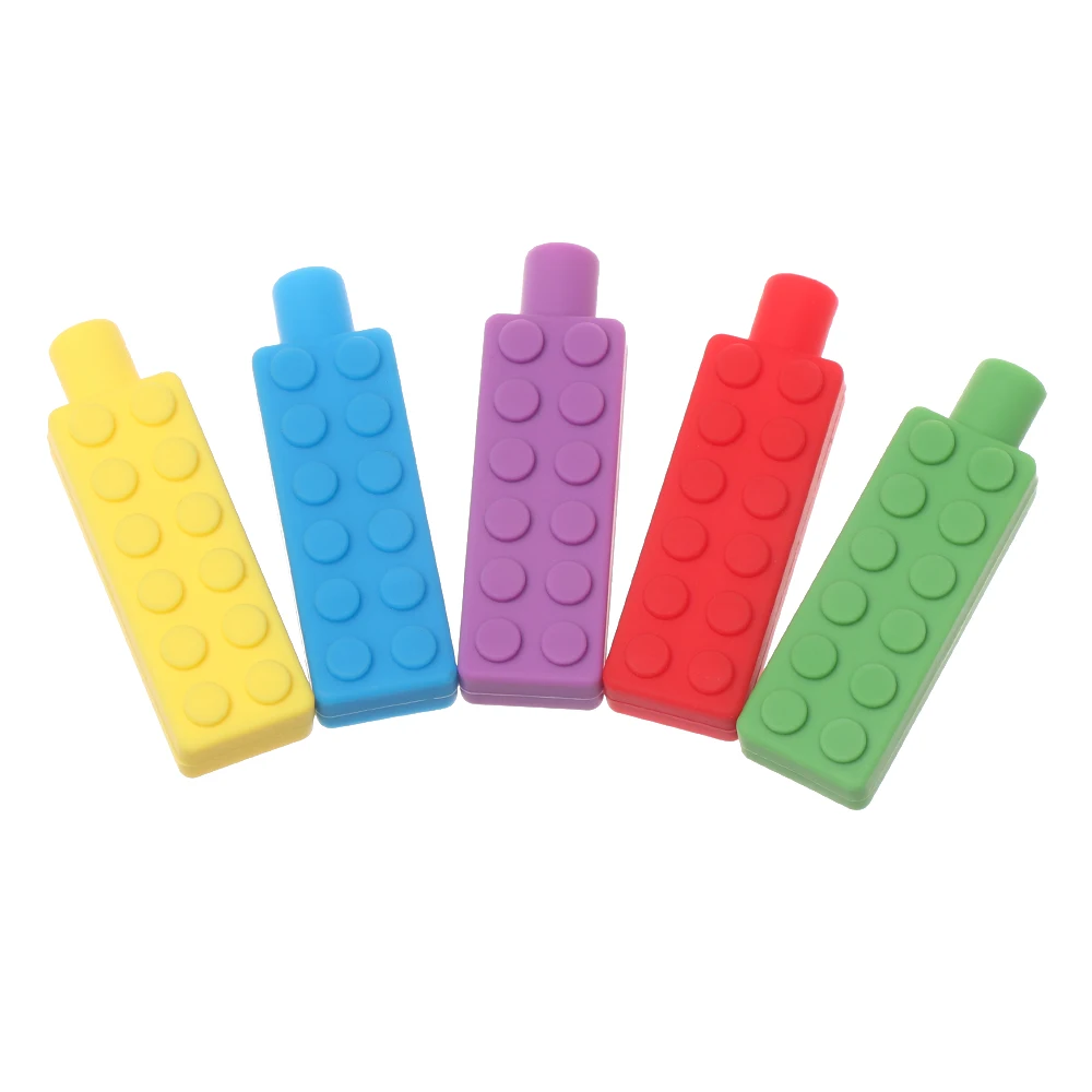 

1PC Kids Silicone Building Blocks Teether Safe Molar Glue Chew Sensory Necklace Chewing Brick Teething Stick Silicone Pendant