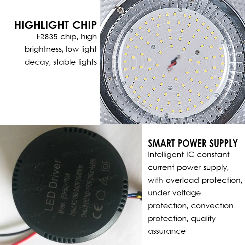 100W 150W 200W High Bay LED Light 220V 10000lm Commercial Lighting Industrial Warehouse Parking LED Highbay Lamp High Brightness (6)