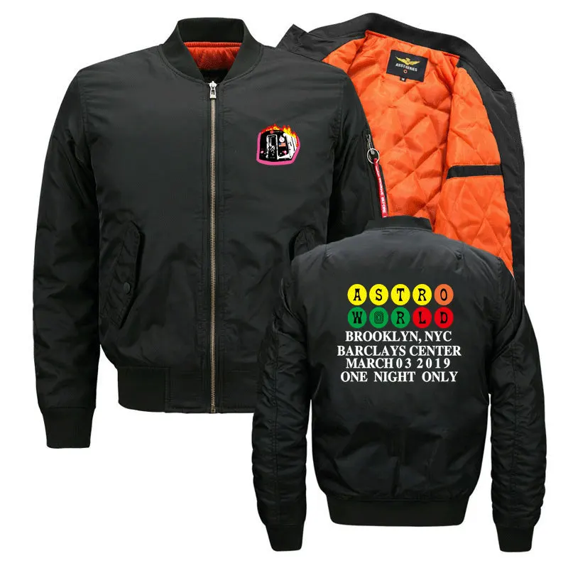 

Multiple Colour Streetwear TRAVIS SCOTT ASTROWORLD Printing Jacket 2019 Autumn Winter Man Woman Fashion Ma1mens jackets Coat