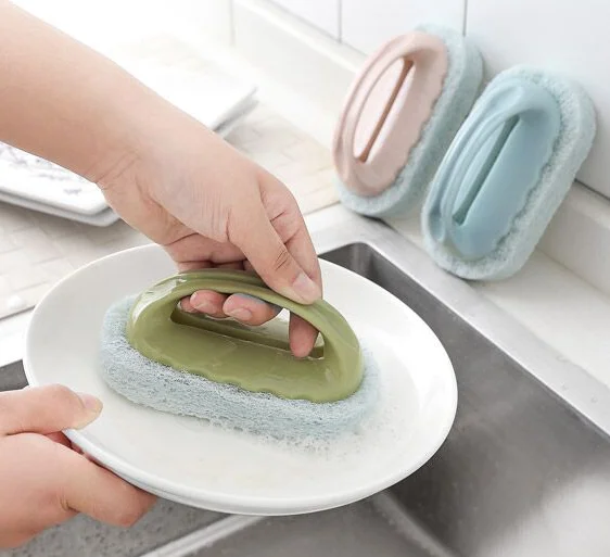 Tile sponge scrub with handle strong decontamination bath brush J03