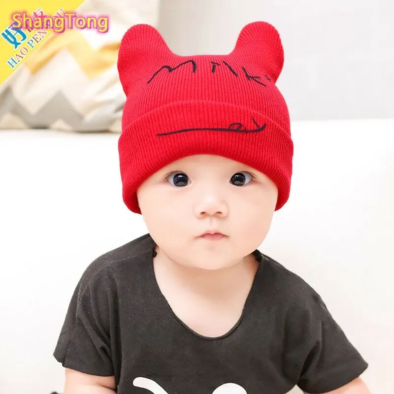 Новинка 2019 года модная однотонная Зимняя Теплая Вязаная Шапка-бини для маленьких