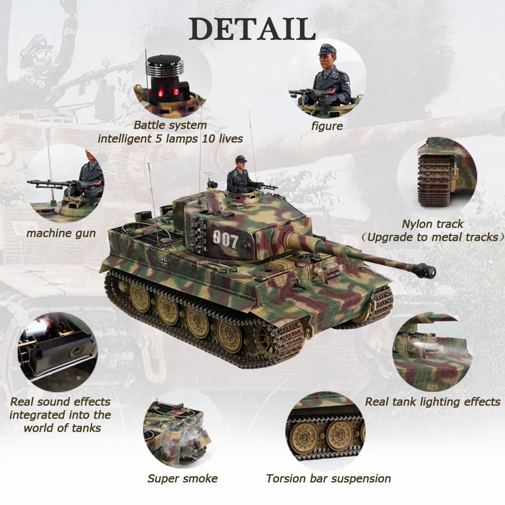 HOOBEN 1/10 RC RTR танки Немецкий Тигр I поздний выпуск Майкл виттманн тяжелый танк мир