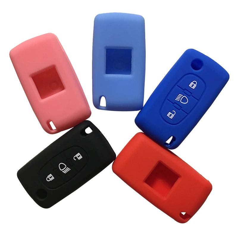 Key Case Cover Key Case Car Key Shell Remote Control Case Cover Silicone Car Key Cover For Citroen C5 X7 C4 Picasso Cactus Berlingo C3 Xsara C6 C8 C5 Exclusive Folding 3Button Case Protection