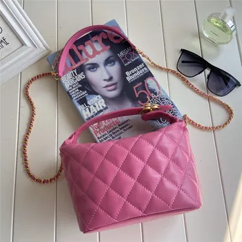 

Small fragrant bucket women's bag 2020 new hobo bag Lingge handbag WOC vagrant fortune bag one shoulder chain messenger bag