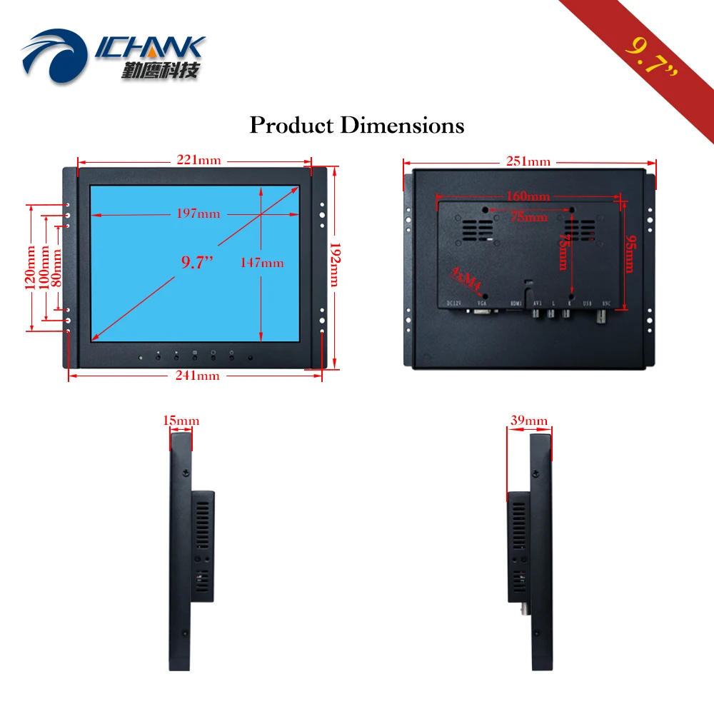ZK097TC-592R/9.7 &10& ġ 1024x768 IPS Ǯ  HDMI USB ݼ  Ӻ   ġ LCD ȭ PC  ÷