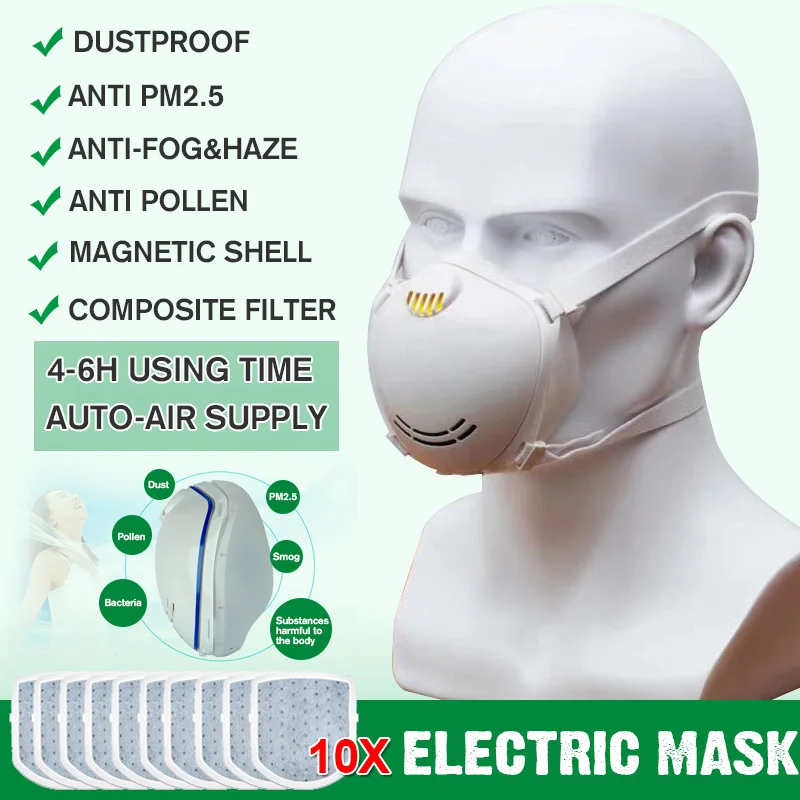 

N95 Mask PM2.5 Electric Protective Mask with Auto Air Supply Electric Respirator Air Purification Anti-Dust Face Mouth Mask