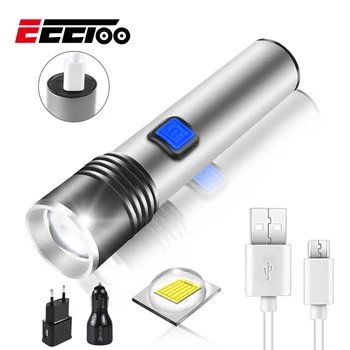 

USB Rechargable Mini LED Flashlight 4 Lighting Mode Waterproof Torch Telescopic Zoom Portable Lantern Suit For Night Lighting