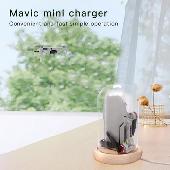 

Rechargeable Glass Cover Beech Wooden Base Magnetic USB Charging Base Charger for DJI Mavic Mini Accessories