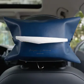 

Home Decor Car Interior Living Room Tissue Bag Napkin Storage PU Leather With Elastic Band Adjustable Buckle Wall Hanging