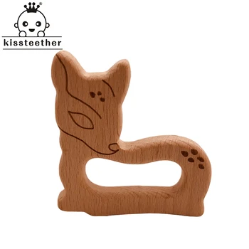 

Kissteether Baby Wooden Teether Beech Wood Cartoon Deer Teething Toys Montessori Inspired Nursing Pendant Baby Teether