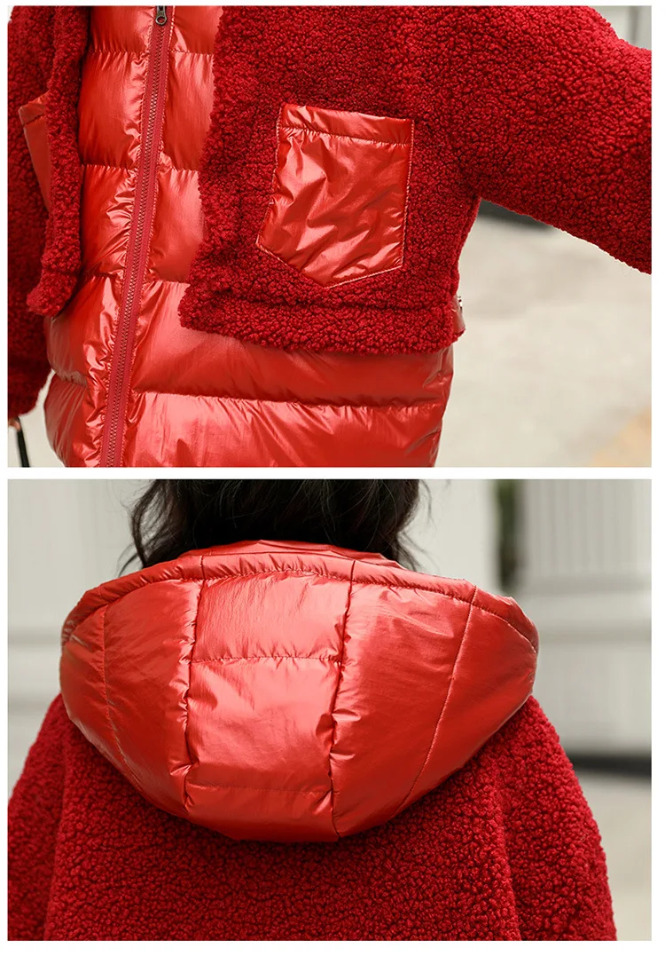 Lambs Wool Joint Short Bread Cotton Coat Winter New Style Korean-style Loose Fashion WOMEN'S Dress ke li rong Cotton-padded
