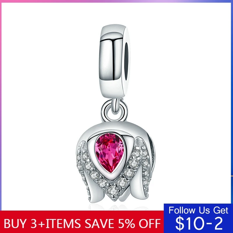 

CodeMonkey Authentic 925 Sterling Silver Exquisite Tulip Flower Crystal Charms Fit Original Charm Bracelet Bangle Jewelry C1027