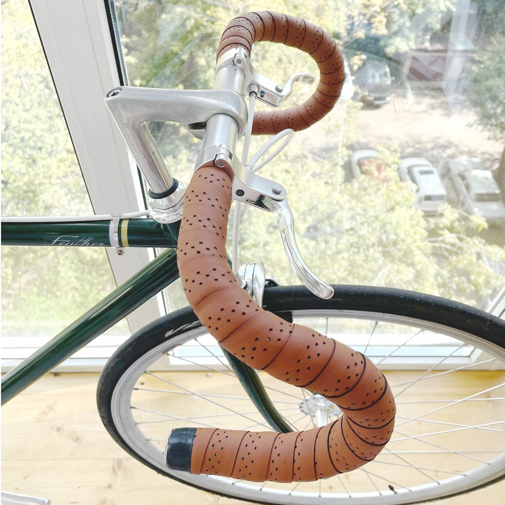 Bicycle Handlebar Tape Road Bike PU Leather Perforated Belt Breathable Soft MTB Fixed Gear Belt Cycling Accessory MICCGIN