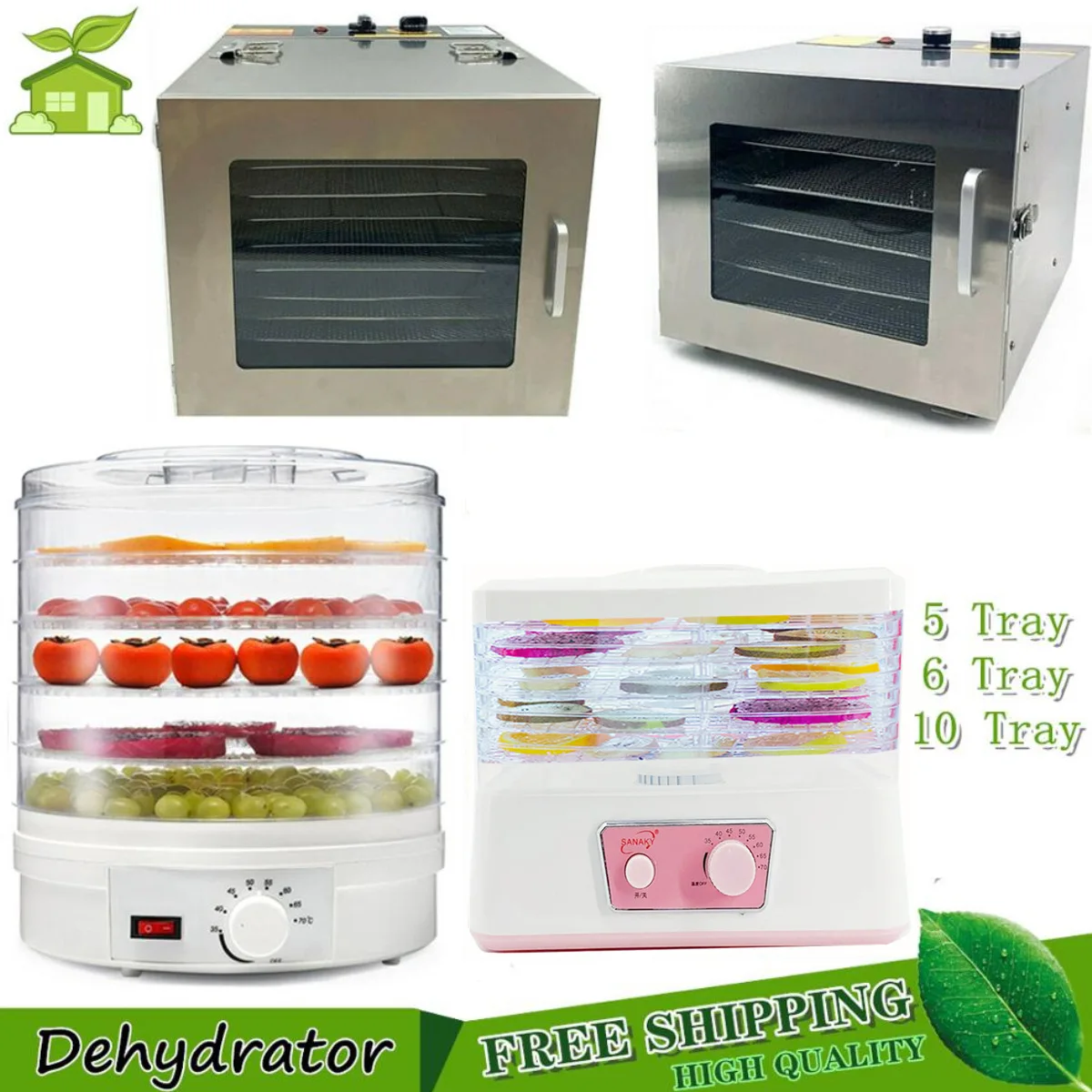600W Food Drying Machine 5 Tray Fruit Dryer and Dehydrator 35L NEW 