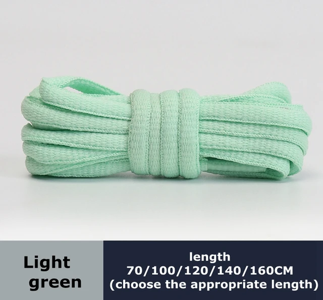 Men's and women's sports shoelaces color flat semicircular shoelace Suitable for all shoes Round laces 23 colors 1 pair Light Green