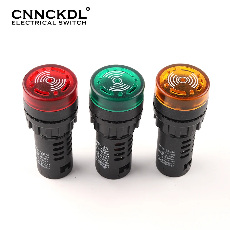 

AD16-22SM 22mm buzzer 12V 24V 110V 220V 380V Flash Signal Light Red LED Active Buzzer Beep Alarm Indicator Red Green Yellow