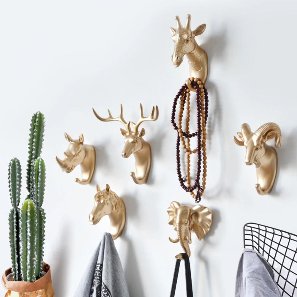 

Hanger Keys Creative American Hanging Hook Holder Wall Home Strong Seamless Sticking Hook Decorative Hook Creative Animal Hooks