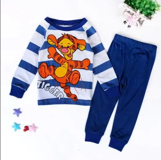 Homewear Spring Children Pajama Tops Suit Clothes B Child Boy Girl Cartoon Tigger Stripe Leisurewear Sets Kid Cartoon Household