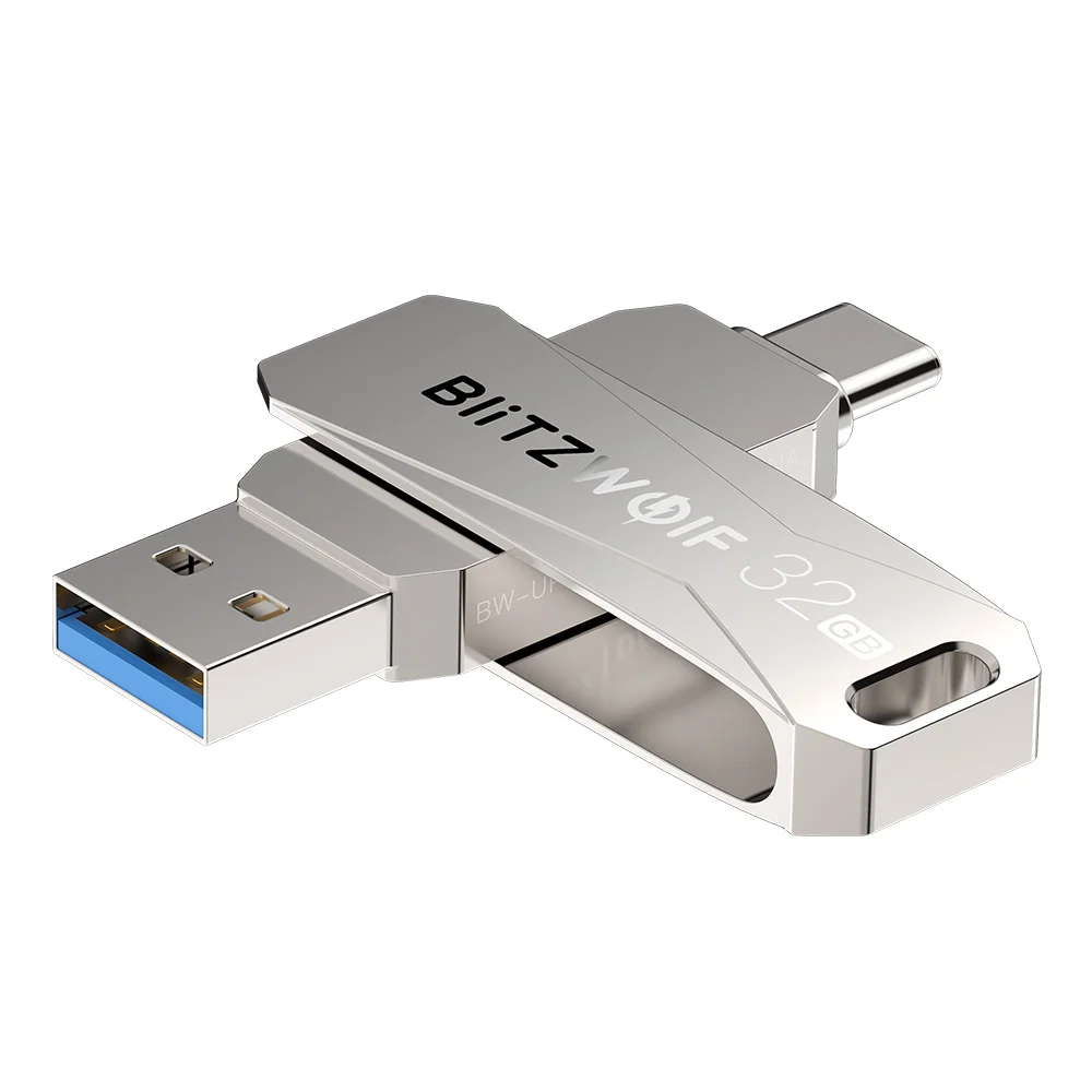 USB флеш накопитель BlitzWolf 2 в 1 Сверхбыстрая Передача данных 3 0 Type C вращение на 360 °